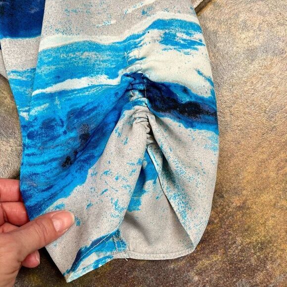 DKNY Women's Petite Round Neck Long Sleeve Allover Print Blouse PXL - Picture 8 of 11